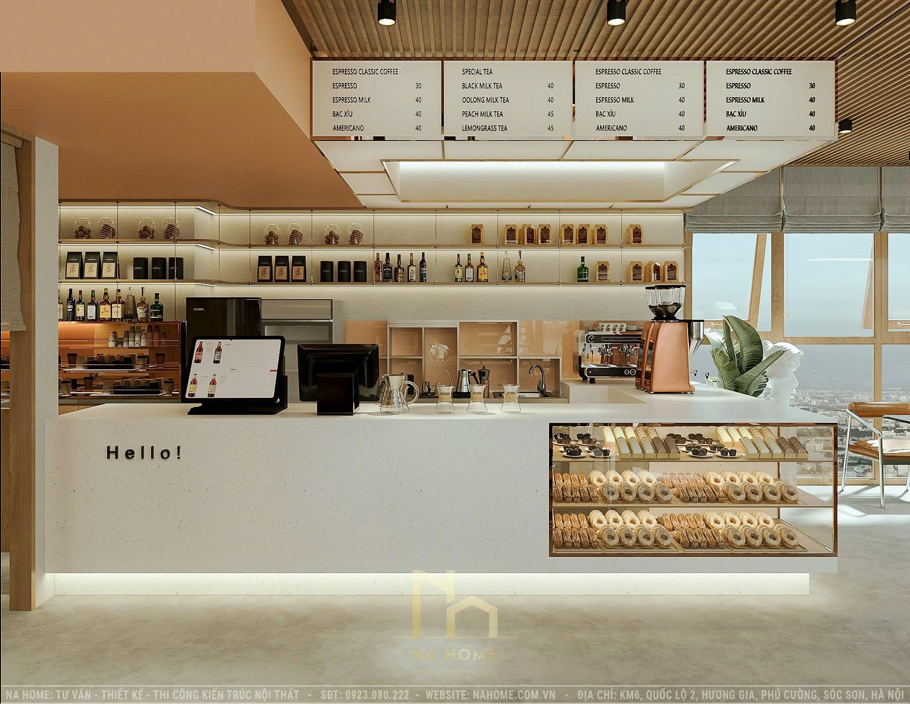 thiết kế nội thất quán cafe